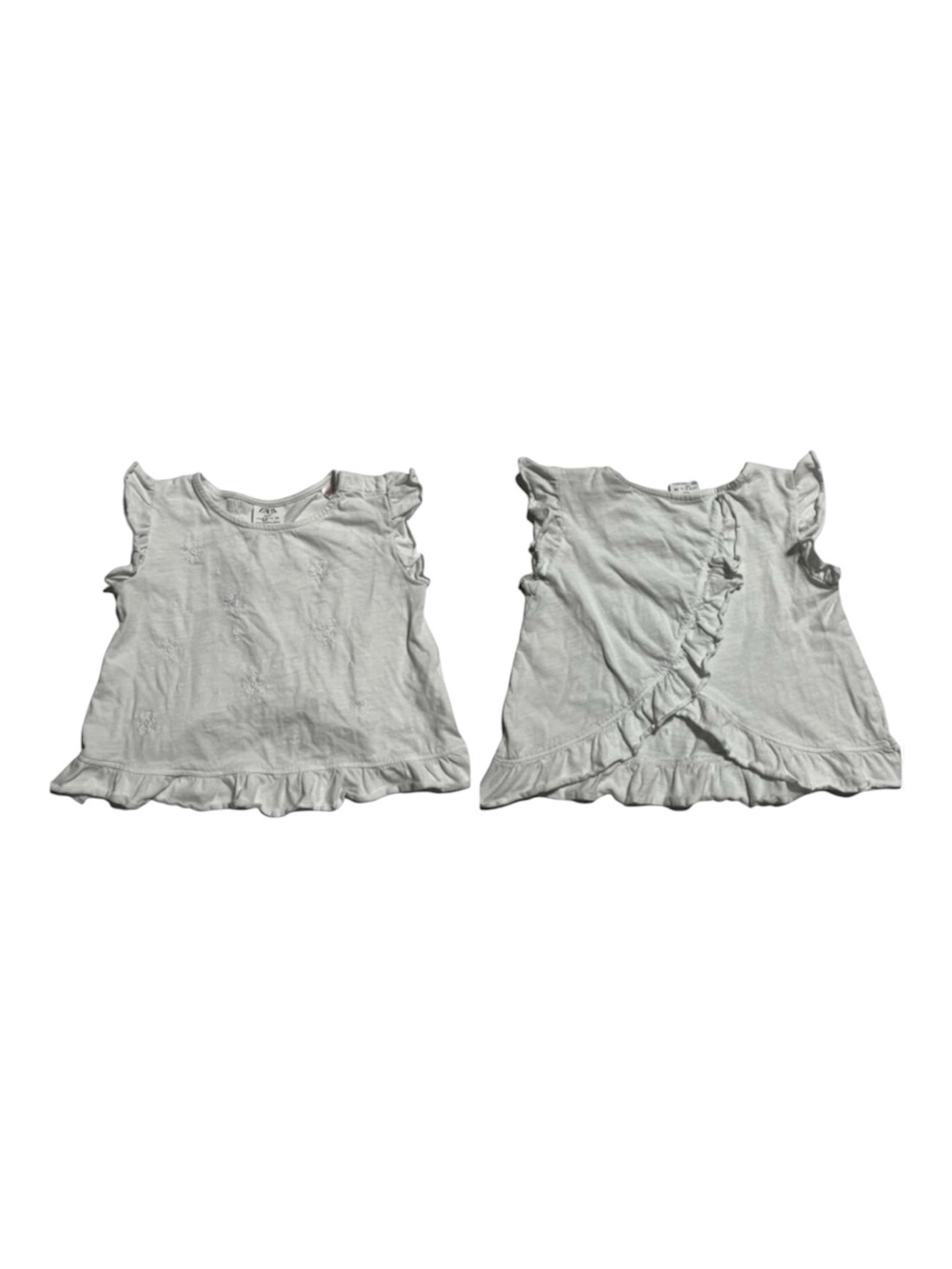 Zara white embroidered tulip back ruffle top 2-3 years